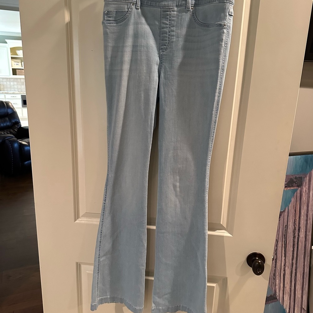 SPANX Blue Flare Wide Leg Jeans